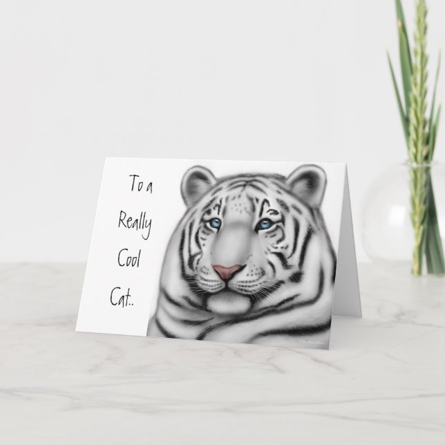Carte blanche de joyeux anniversaire de tigre (Devant)