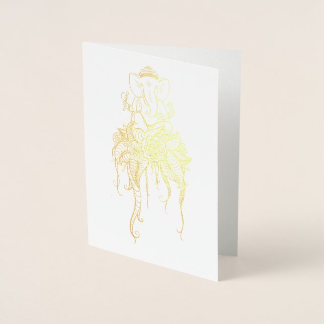 Carte blanche de voeux de feuille Ganesha (Devant)