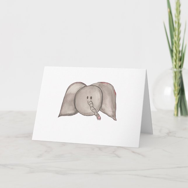 Carte blanche d'éléphant d'aquarelle mignonne (Devant)