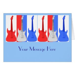 Carte blanche et bleue rouge de guitares