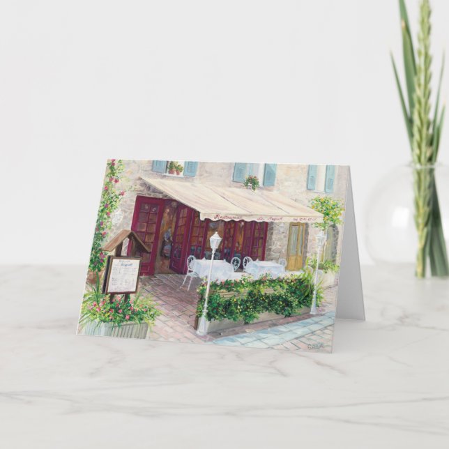 Carte blanche greeting card with French Cafe (Devant)