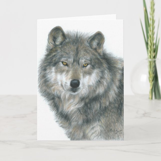 Carte blanche "Haunted Eyes" Art Wolf original (Devant)