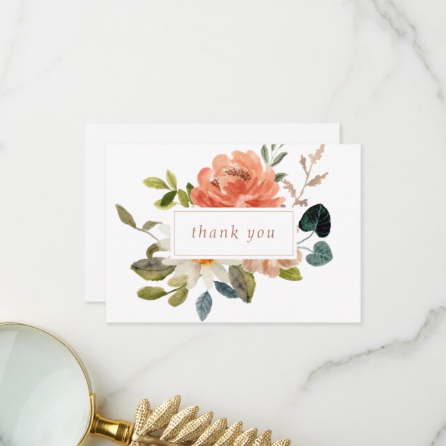 Carte blanche manuscrite en Merci Mariage Floral (Devant/Arrière en situation)