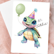 Carte blanche mignonne Tortue – Fêtons dans notre 