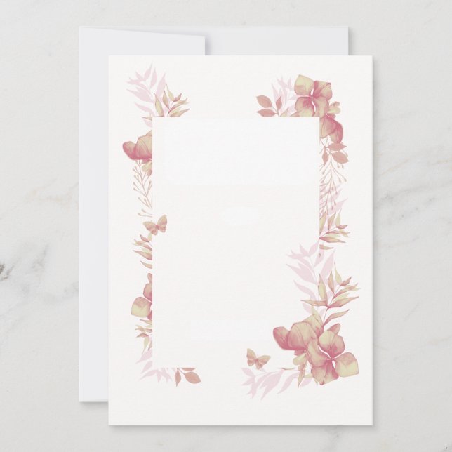 Carte blanche - motifs floraux et papillon teintes (Devant)