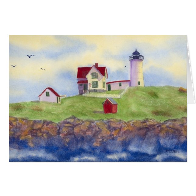 Carte blanche Nubble Light House York Maine (Devant horizontal)