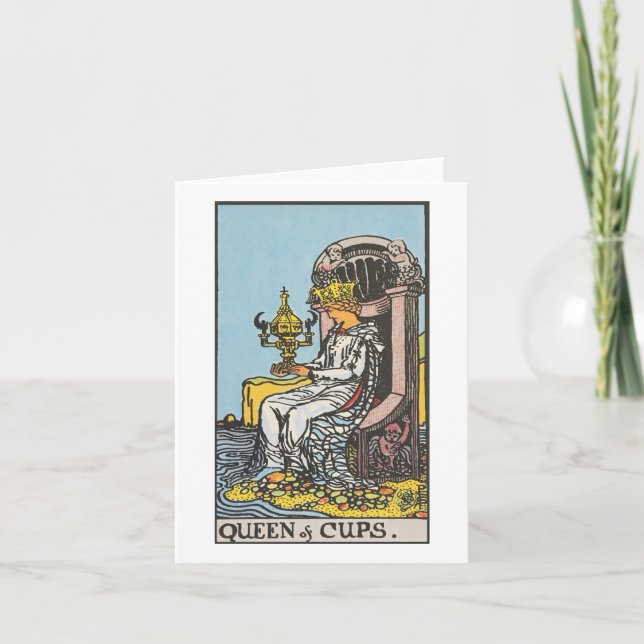 Carte blanche Queen of tasses Rider Waite Smith ta (Devant)