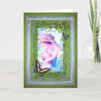 Carte blanche religieuse Madona et Enfant