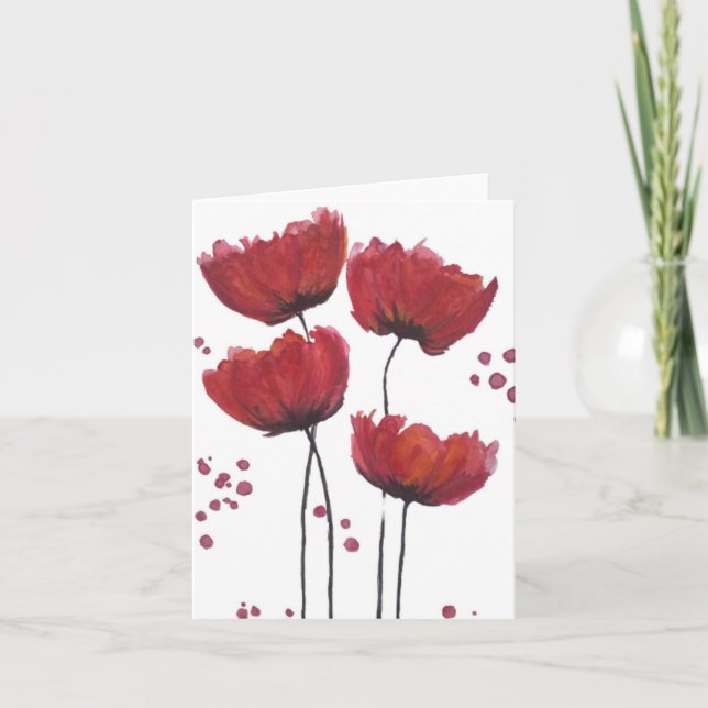 Carte blanche rouge Poppy (Devant)