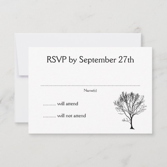 Carte blanche RSVP Invitation d'arbre simple (Devant)
