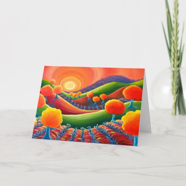 Carte Blank art greeting card, original sunset card (Devant)