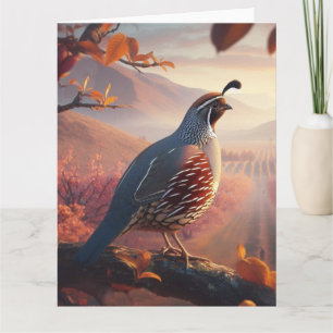 Carte Blank California Quail Bird Art Faune Nature