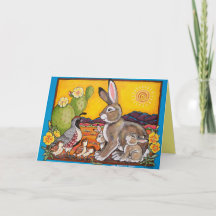 Blank Desert Wildlife Rabbit Quail Sunrise Cactus