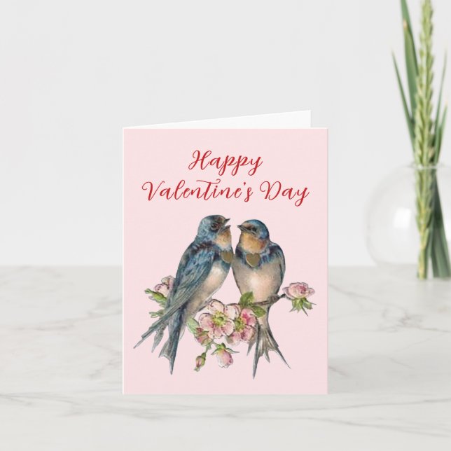 Carte Blank Inside Blue Birds Valentine's Day Card (Devant)