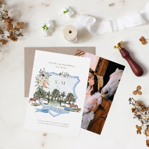 Carte Blason de mariage de manoir anglais équestre à l'a