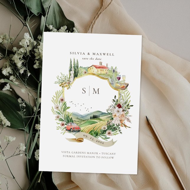Carte Blason de mariage monogramme Toscane Italie (Créateur téléchargé)