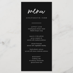 Carte BlaWedding minimaliste 4x9 Menu moderne