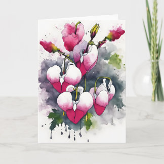 Carte Bleeding Heart - Watercolor flowers
