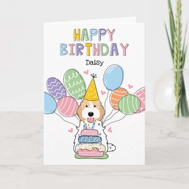Carte Blenheim Cockapoo Chien Cavapoo Joyeux anniversair (Devant)