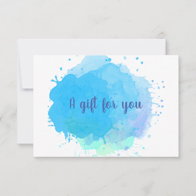 Carte Bleu Aquarelle SplashCreative Certificat cadeau (Devant)