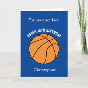 Carte Bleu Basket Joyeux 13ème Anniversaire Petit-fils