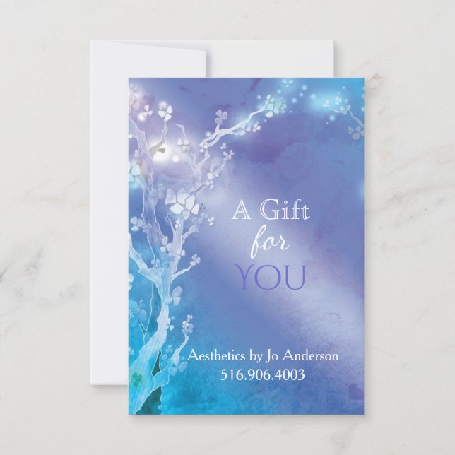 Carte Bleu Bijoux Arbres Business Certificat cadeau (Devant)