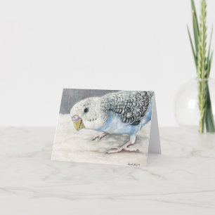 Carte Bleu Budgie Parakeet Art Note