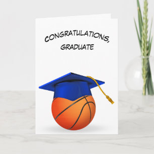 Carte Bleu Cap de graduation sur un basket-ball