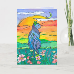 Carte Bleu Chat Joyeux anniversaire