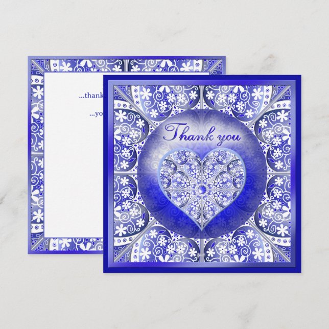 Carte Bleu de dentelle en céramique de Grèce (Devant / Derrière)