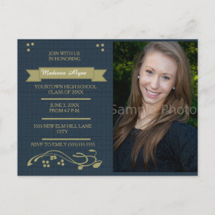 Carte Bleu et Moss Green Photo Graduation Party