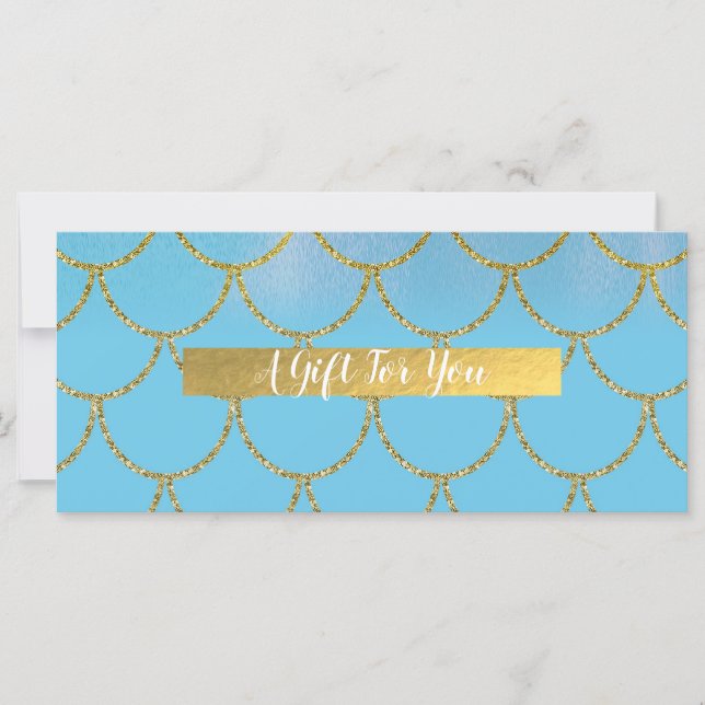 Carte Bleu et or Shimmer Mermaid Certificat cadeau (Devant)