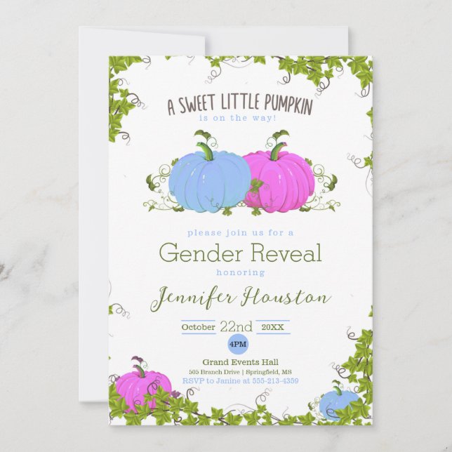 Carte Bleu et rose Doux petit citrouille Genre Reveillez (Devant)