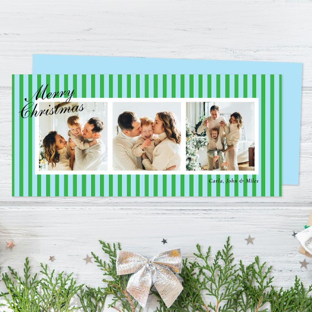 Carte Bleu et Vert Chic Bleu 3 Photo (Créateur téléchargé)