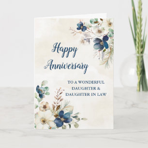 Carte Bleu Fille et Fille en Droit Anniversaire Mariage