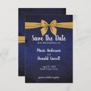 Carte Bleu foncé et Bow or