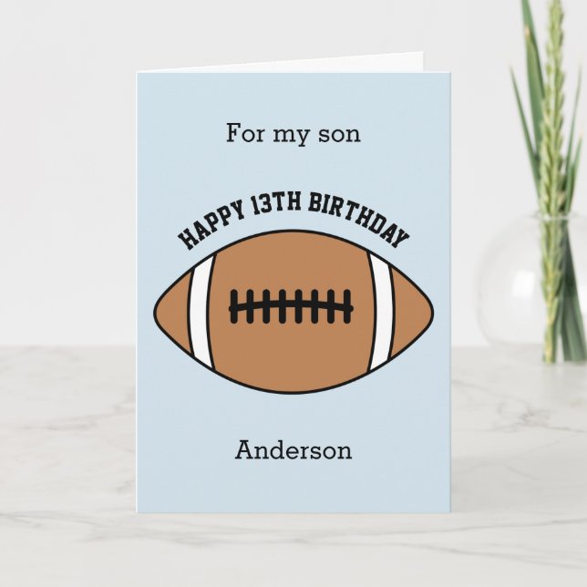 Carte Bleu Football Joyeux 13ème anniversaire Son (Devant)