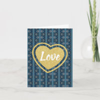 Carte Bleu Gravé & Or LOVE par la poète Adiela Ako