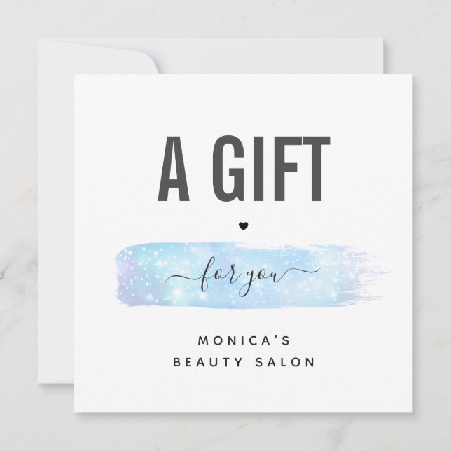 Carte Bleu Iridescente Brush Stroke Logo Beauty Maquilla (Devant)