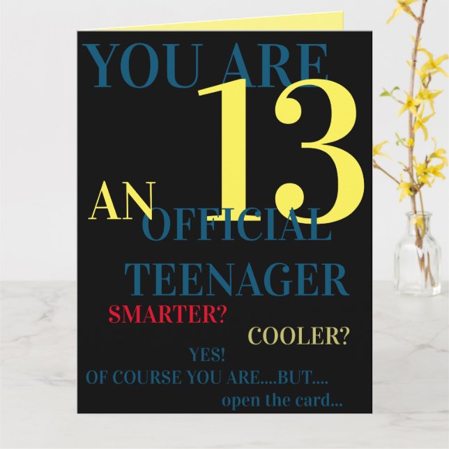 Carte Bleu jaune rouge 13e adolescent officiel Boy Birth (Fleur jaune)
