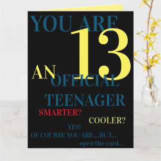 Carte Bleu jaune rouge 13e adolescent officiel Boy Birth