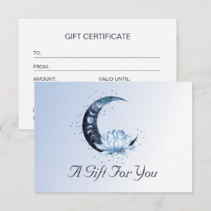 Carte Bleu Lotus Flower Moon Business Certificat cadeau