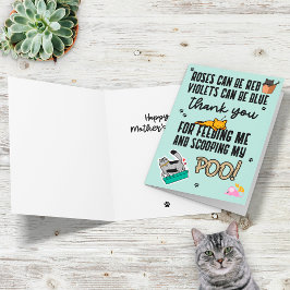 Carte Bleu mignon amusant Bonne fête des mères de chat