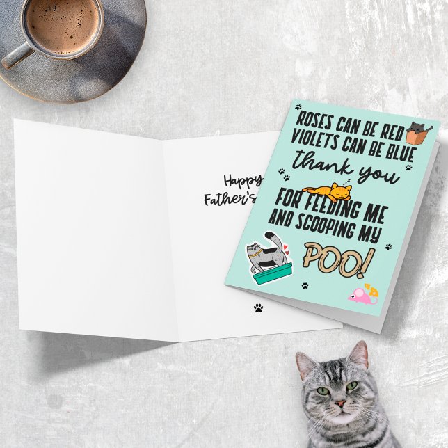 Carte Bleu mignon Bleu Bonne Fête des pères Du Chat (Créateur téléchargé)