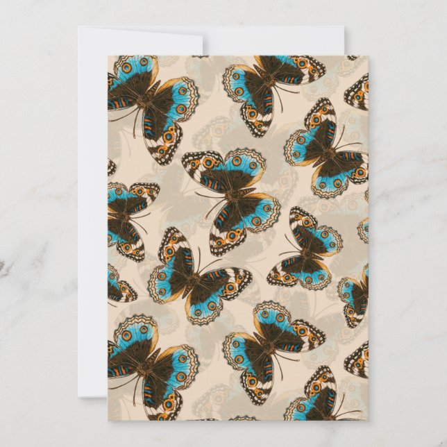 Carte Bleu motif papillon Pansy sur blanc (Devant)