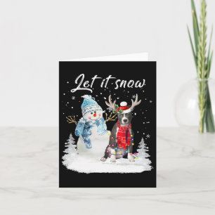 Carte Bleu Nez Pitbull Père Noël Chien Noël Snowman Noël