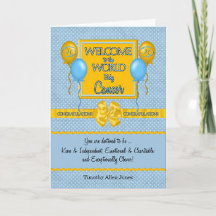 Carte Bleu Nouveau bébé garçon Cancer Zodiac Félicitatio