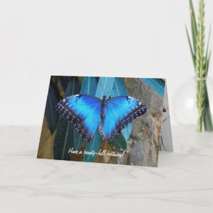 Carte Bleu papillon Morpho anniversaire