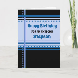 Carte Bleu Retro Stepson Anniversaire