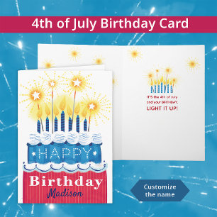 Carte Bleu rouge 4 juillet Anniversaire